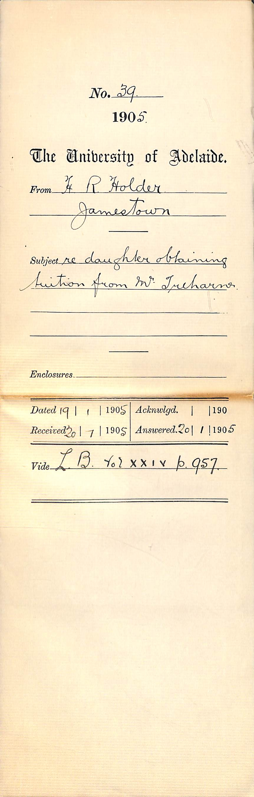 Re daughter obtaining tuition from Mr Treharne