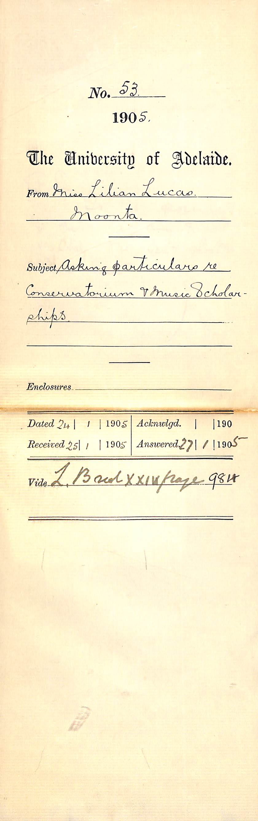 Asking particulars re Conservatorium - Music Scholarship