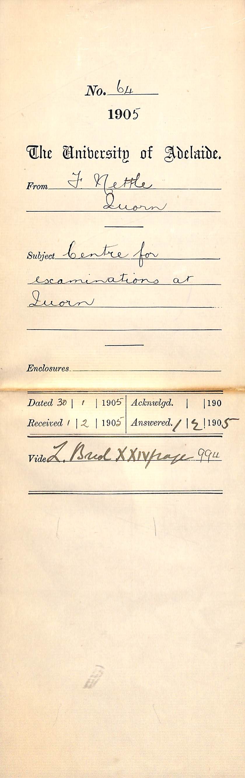 Centre for examinations at Quorn