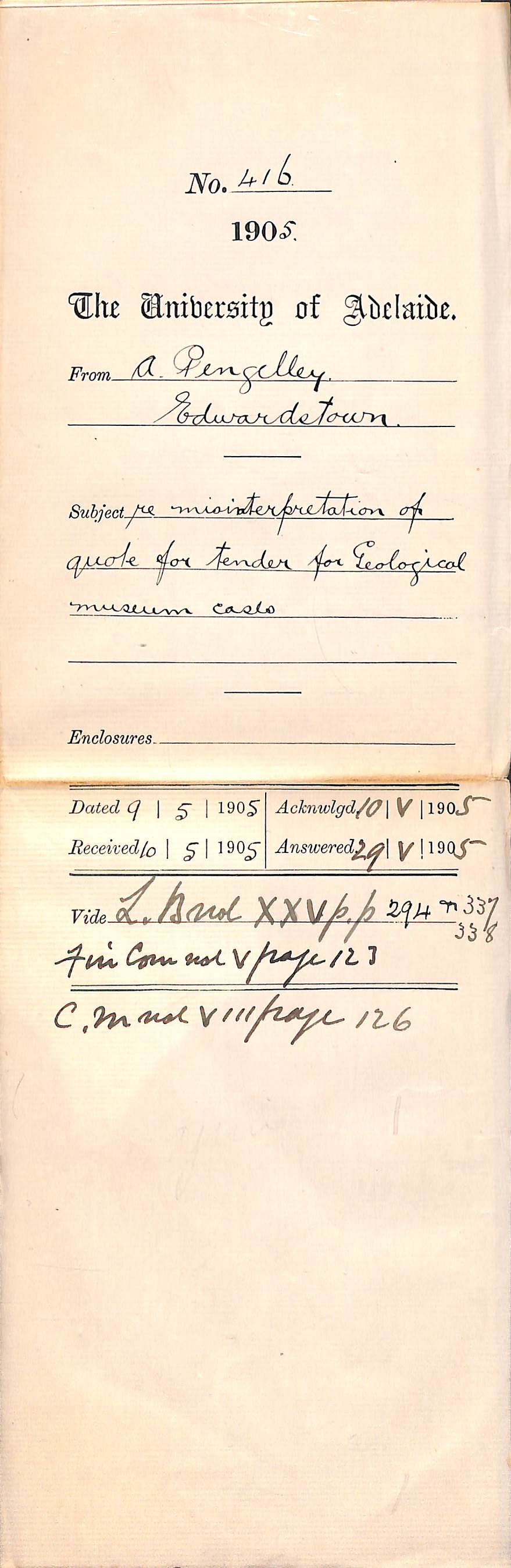 Misinterpretation of quote for tender for Geological Museum Cases