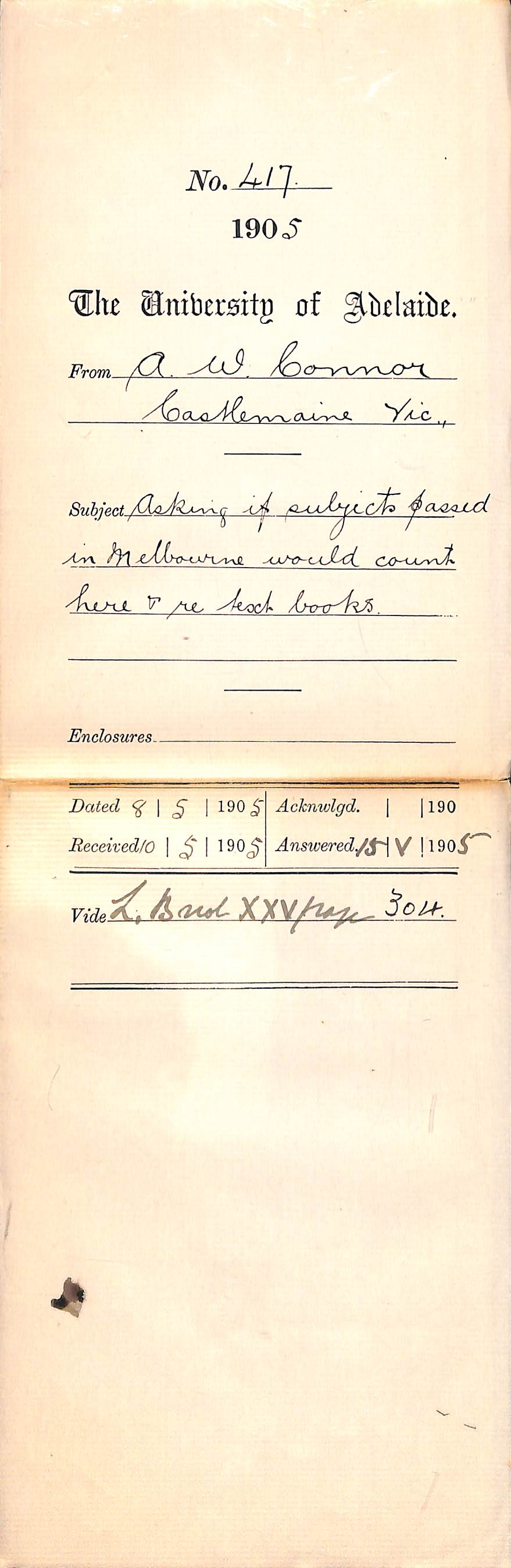 Asking if subjects passed in Melbourne would count here and re text books