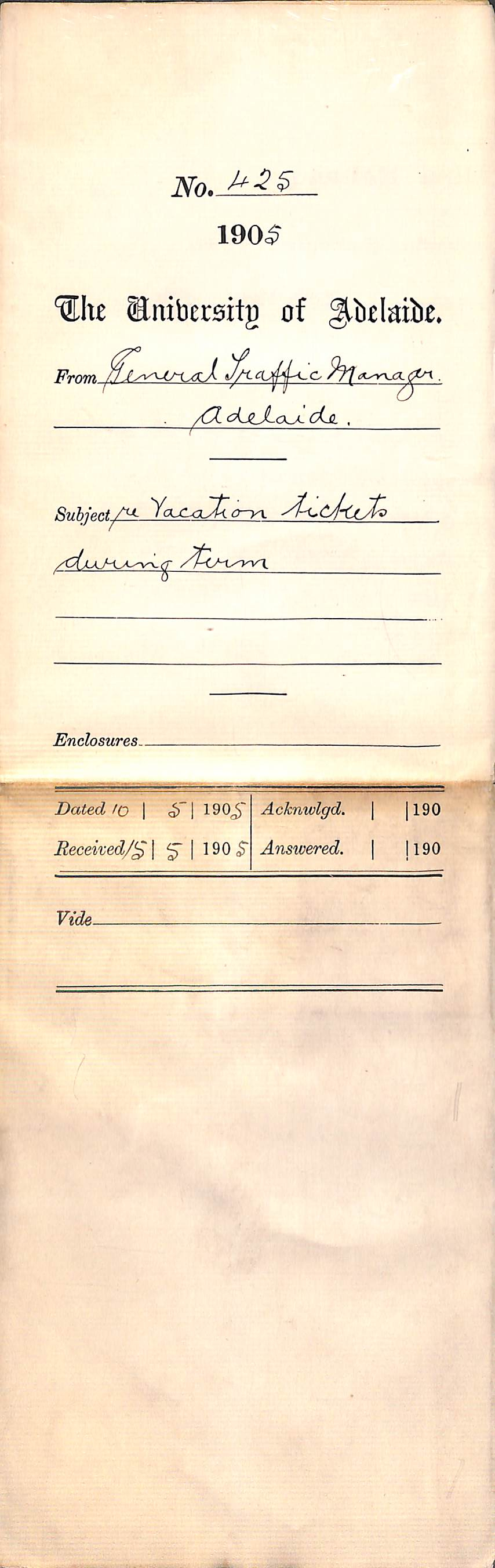 Vacation Tickets during Term