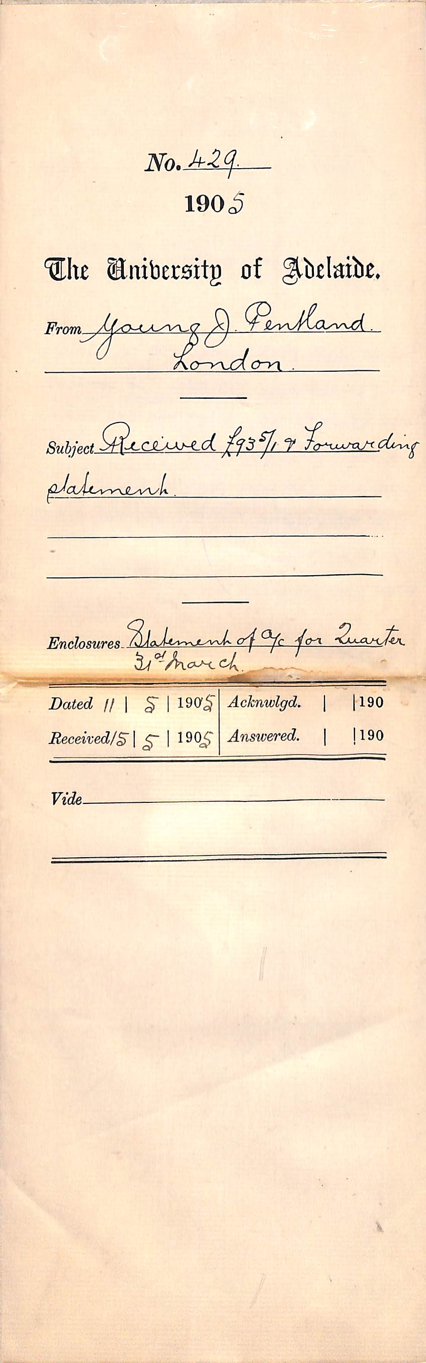 Received pound 93-5-1 and Forwarding Statement