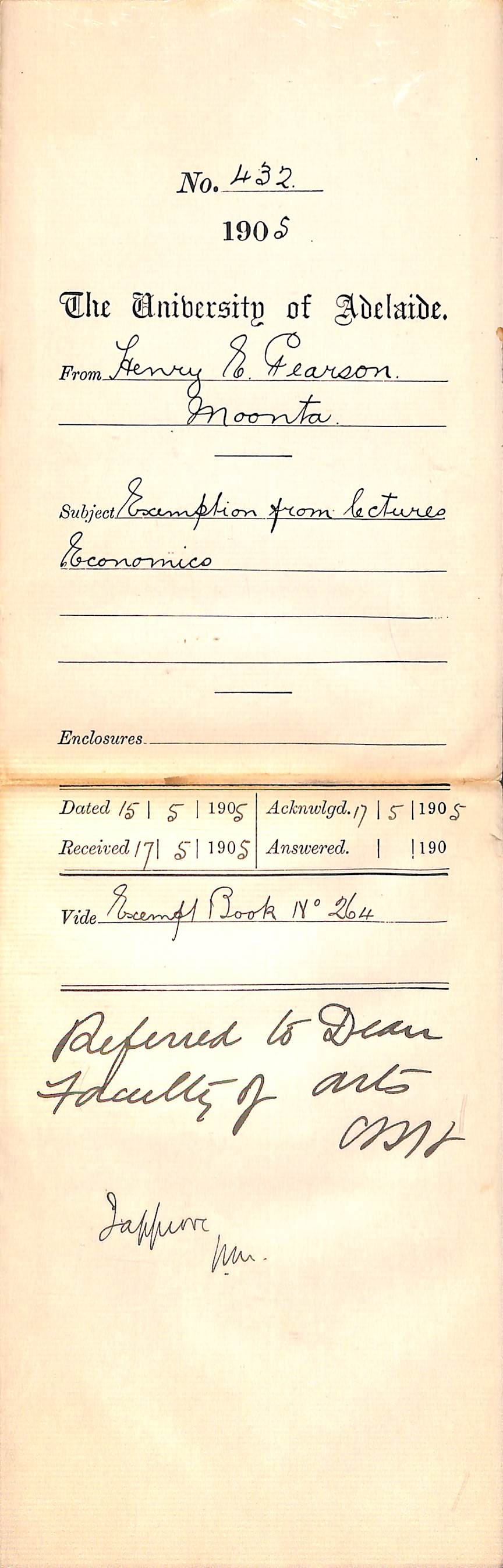 Exemption from lectures Economics