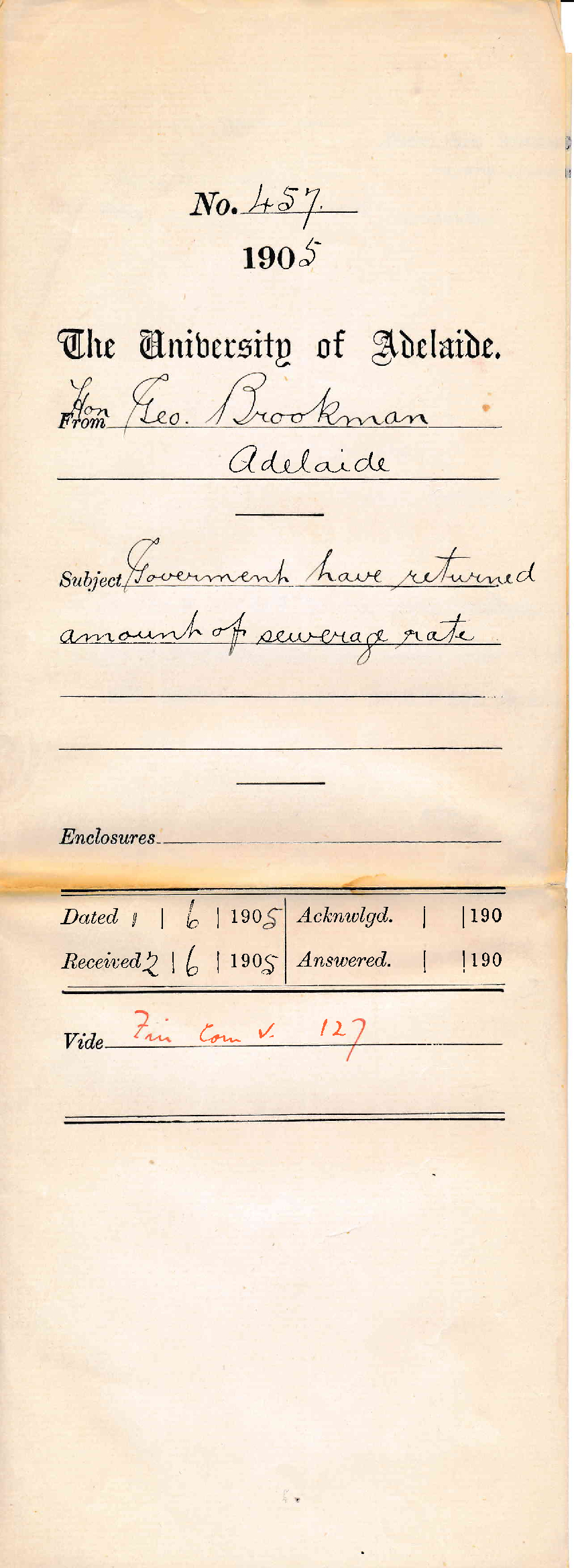 Government have returned amount of sewerage rate