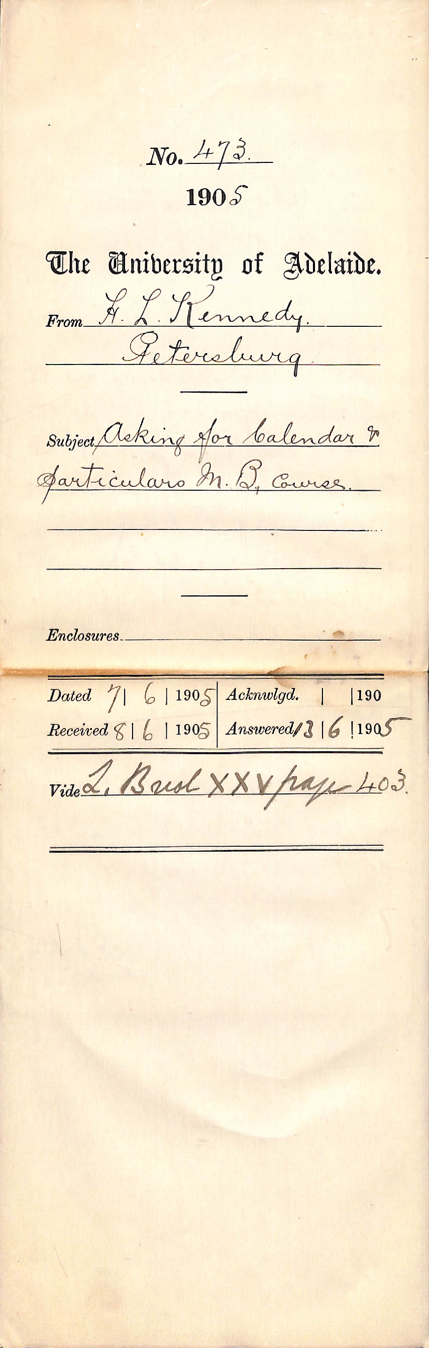 Asking for Calendar and particulars MB Course