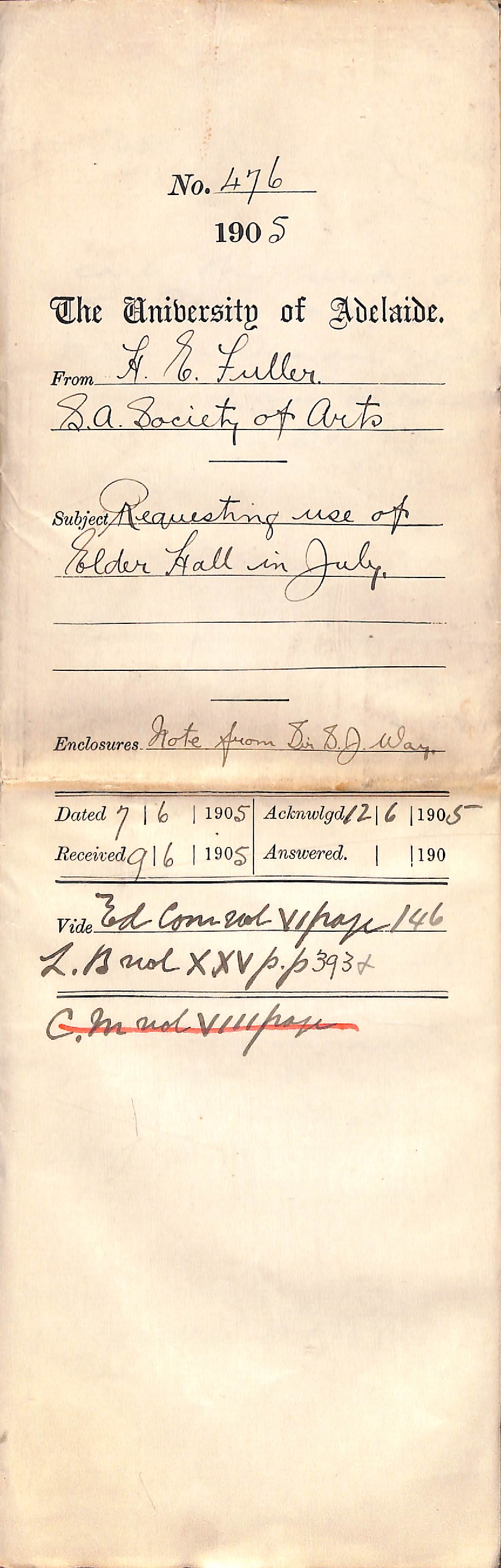 Requesting use of Elder Hall in July