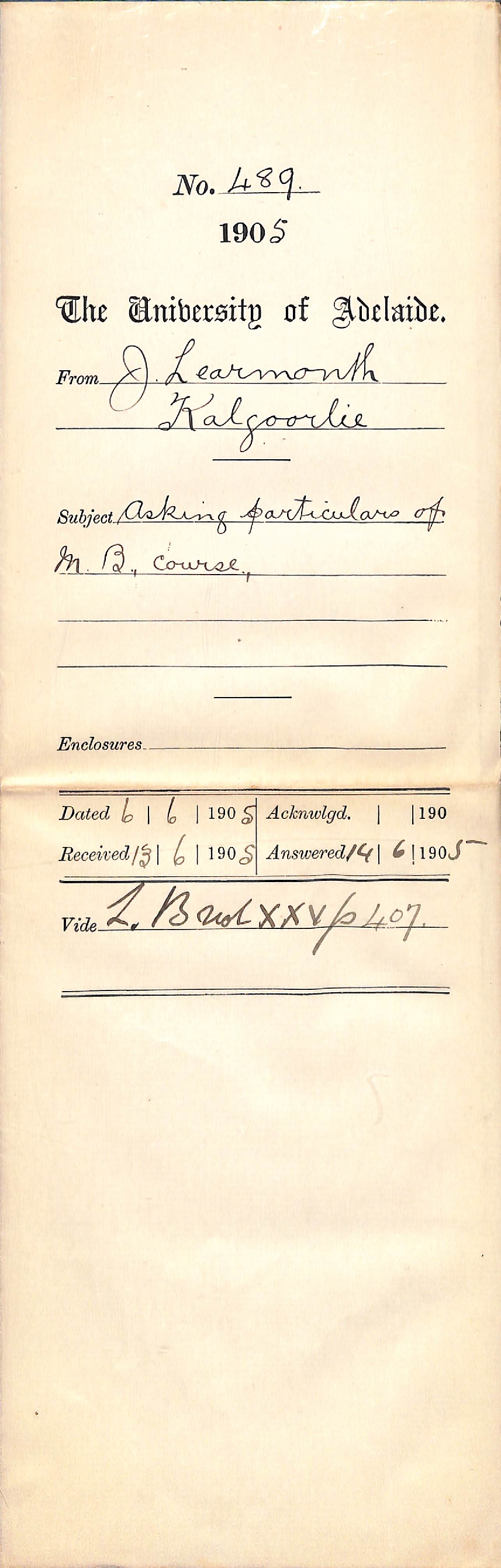 Asking particulars of MB Course