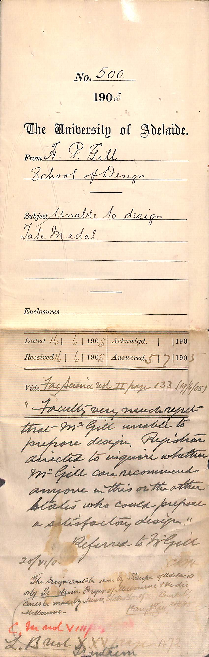 Unable to design Tate Medal