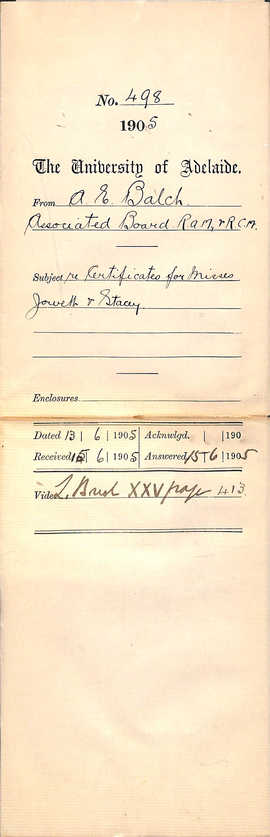 Re Certificates for Misses Jowett and Stacy