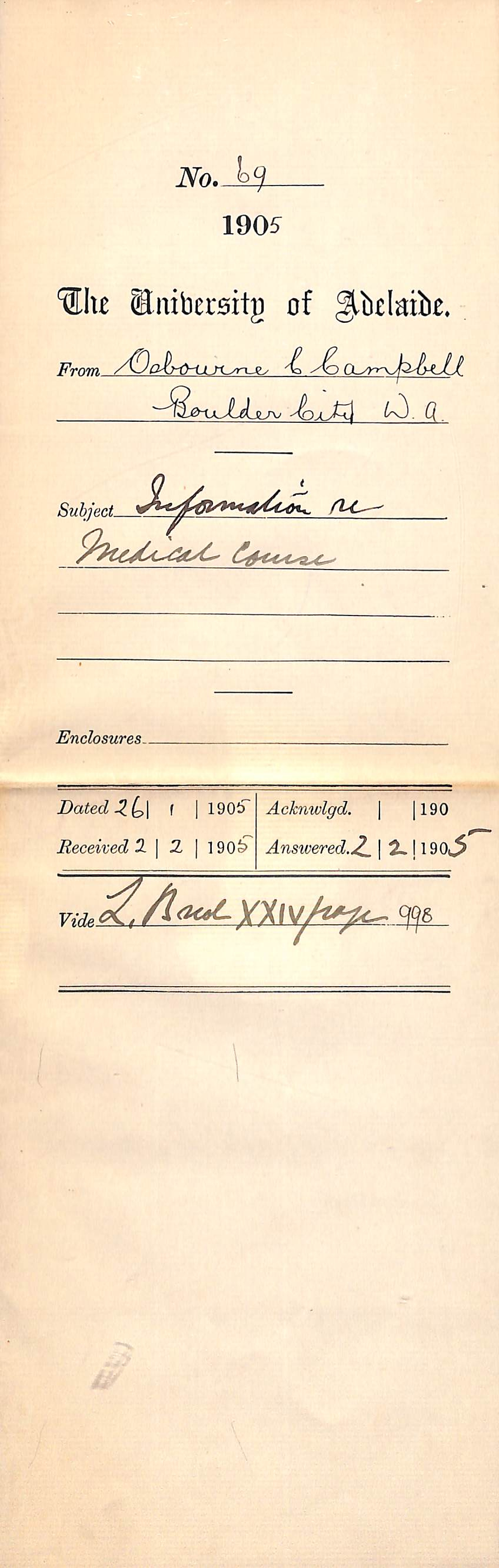 Information re Medical Course - Campbell