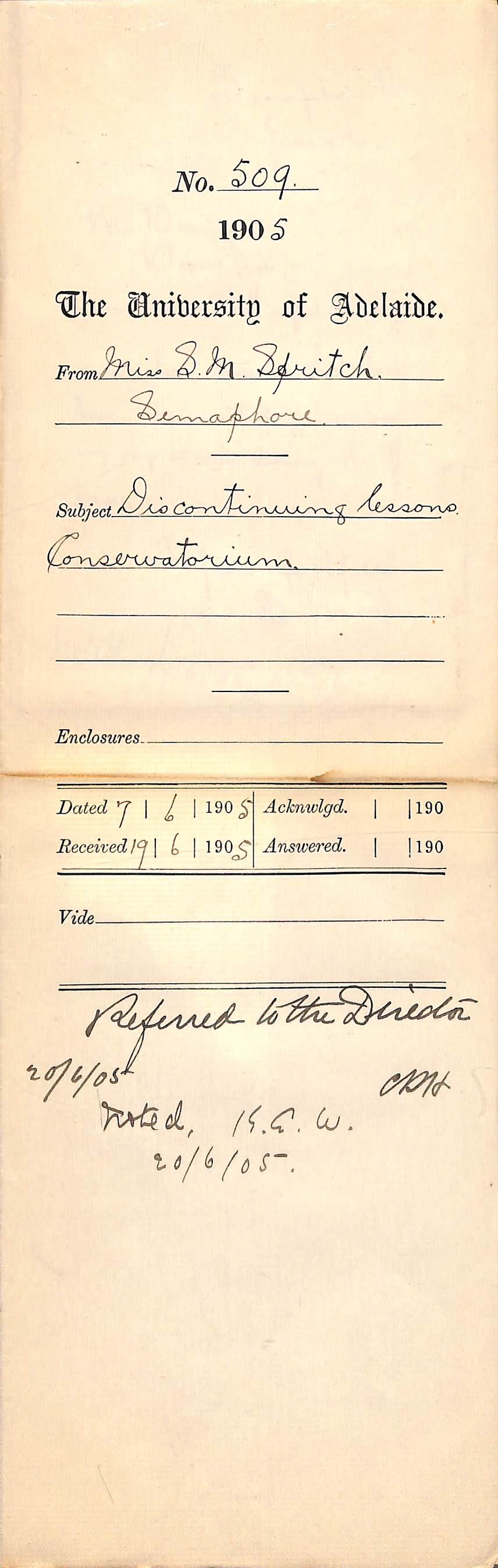 Discontinuing lessons Conservatorium - Spritch