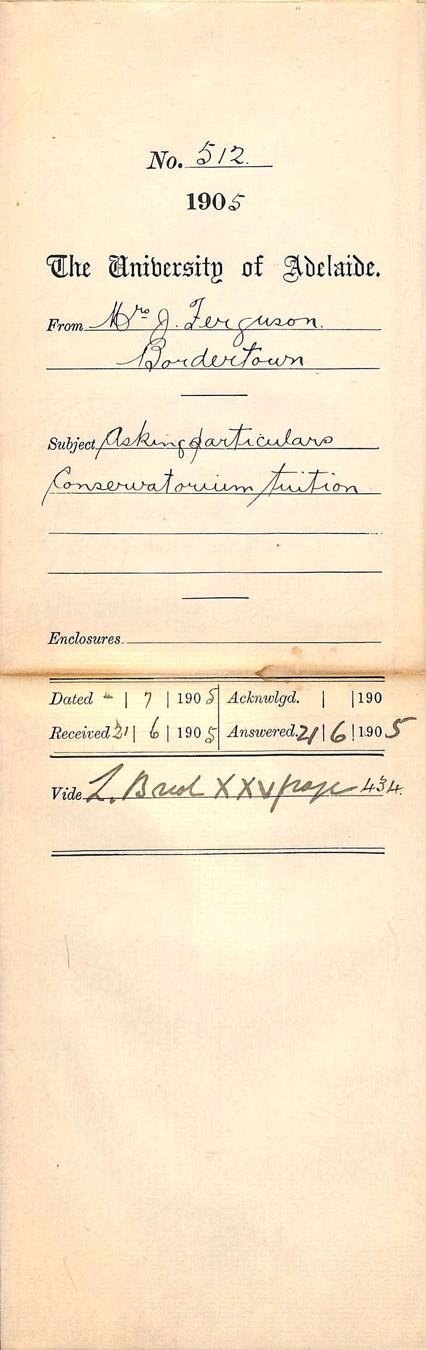 Asking particulars Conservatorium Tuition