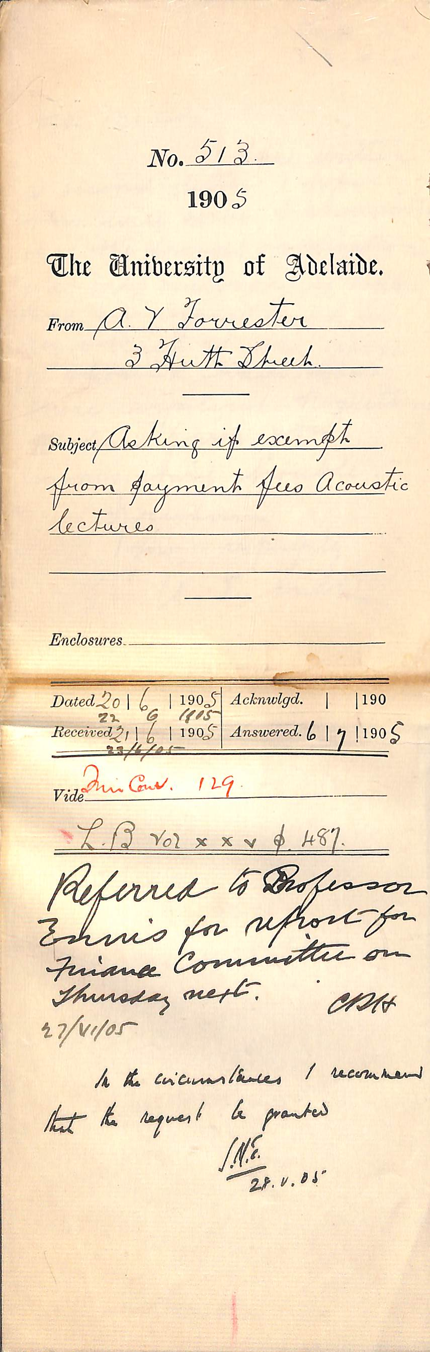 Asking if exempt from payment fees Acoustic Lectures