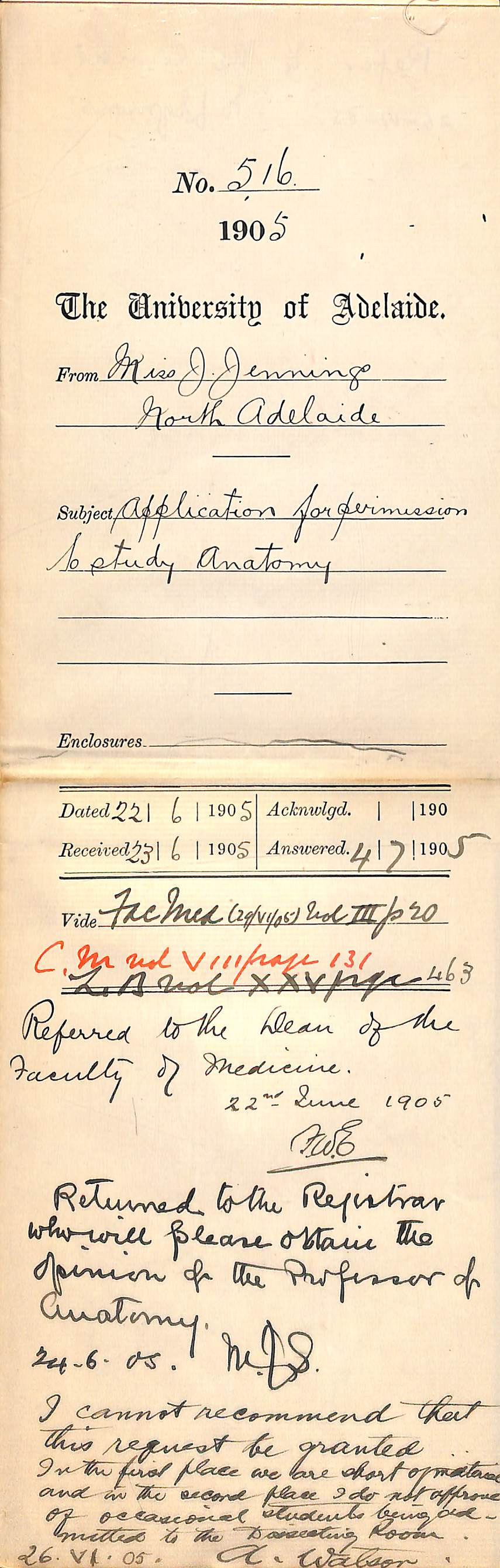 Application for permission to study Anatomy