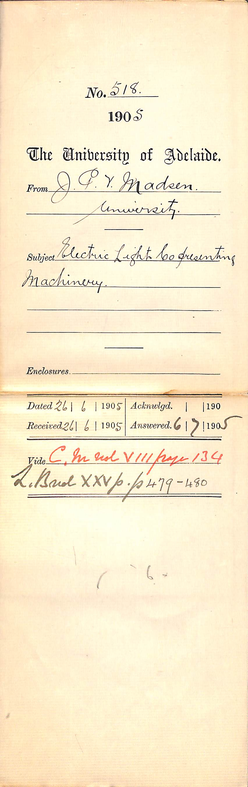 Electric Light Company presenting Machinery