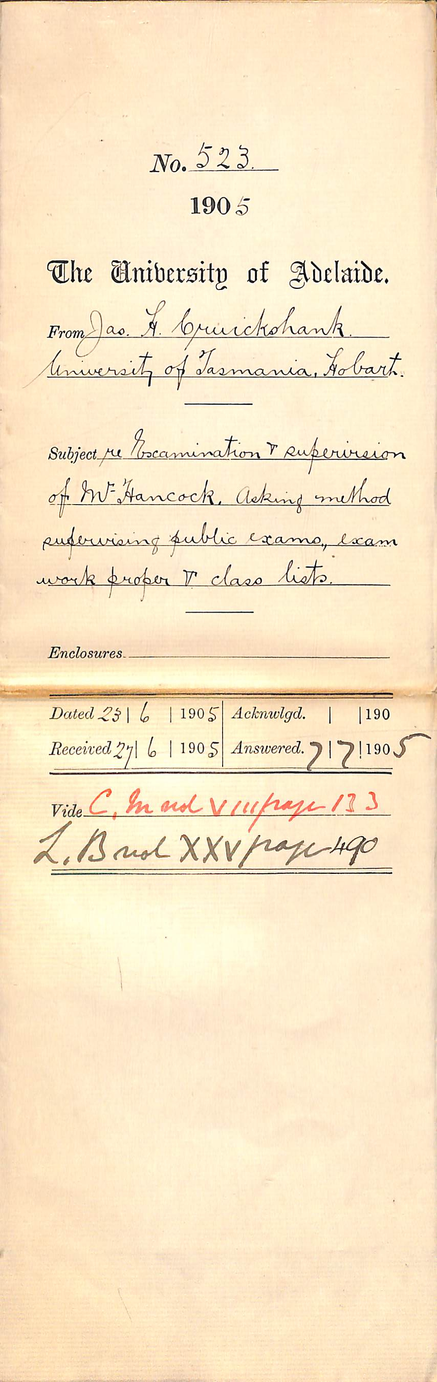 Examination and Supervision of Mr Hancock - Asking method