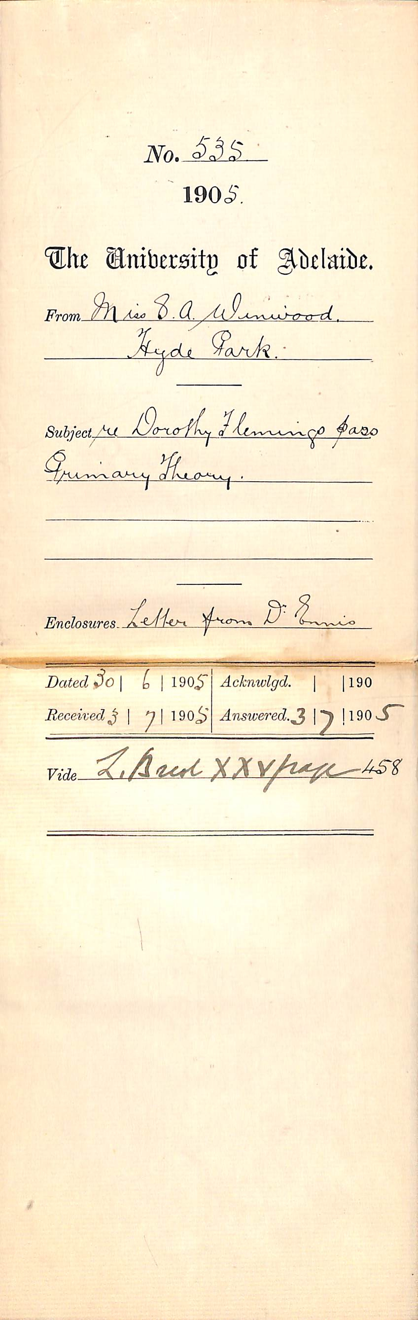 Dorothy Fleming pass Primary Theory