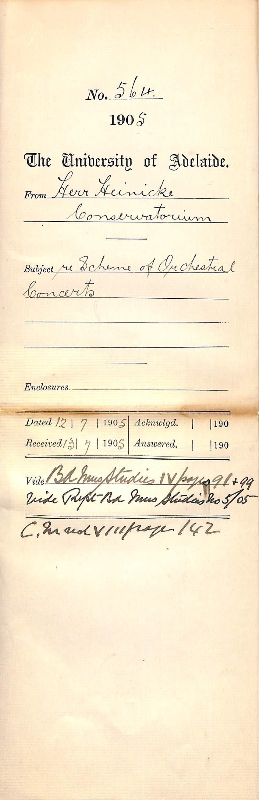 Scheme of Orchestral Concerts