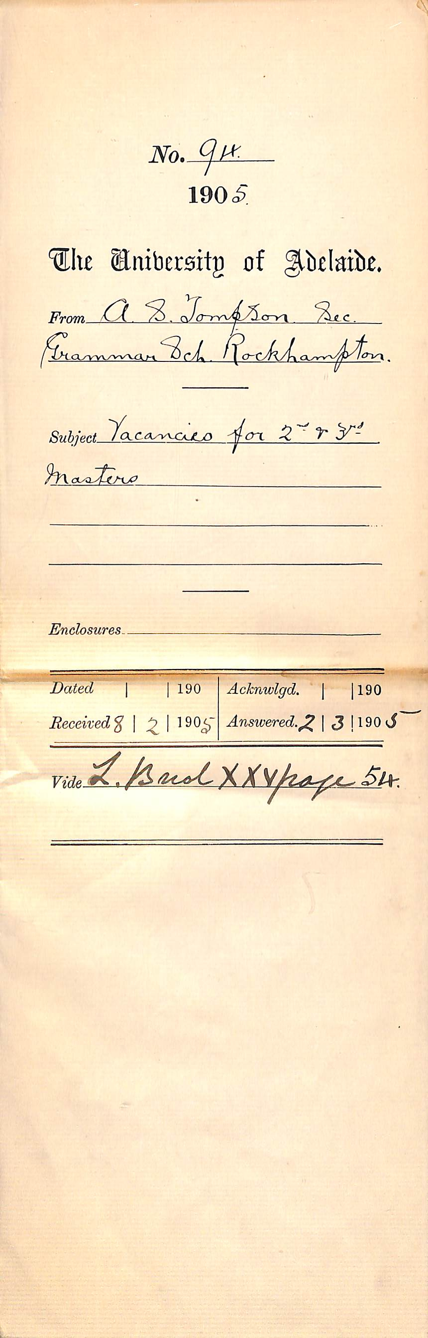 Vacancies for 2nd and 3rd Master