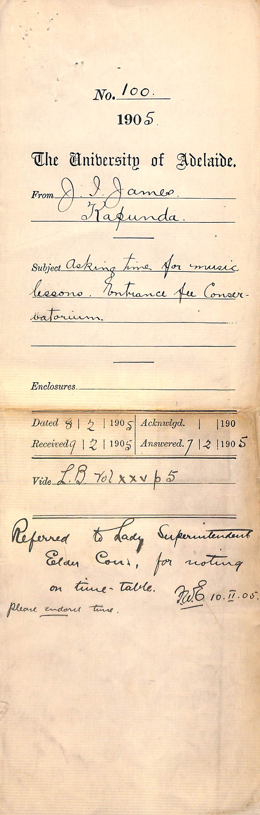 Asking time for music lessons - Entrance fee Conservatorium