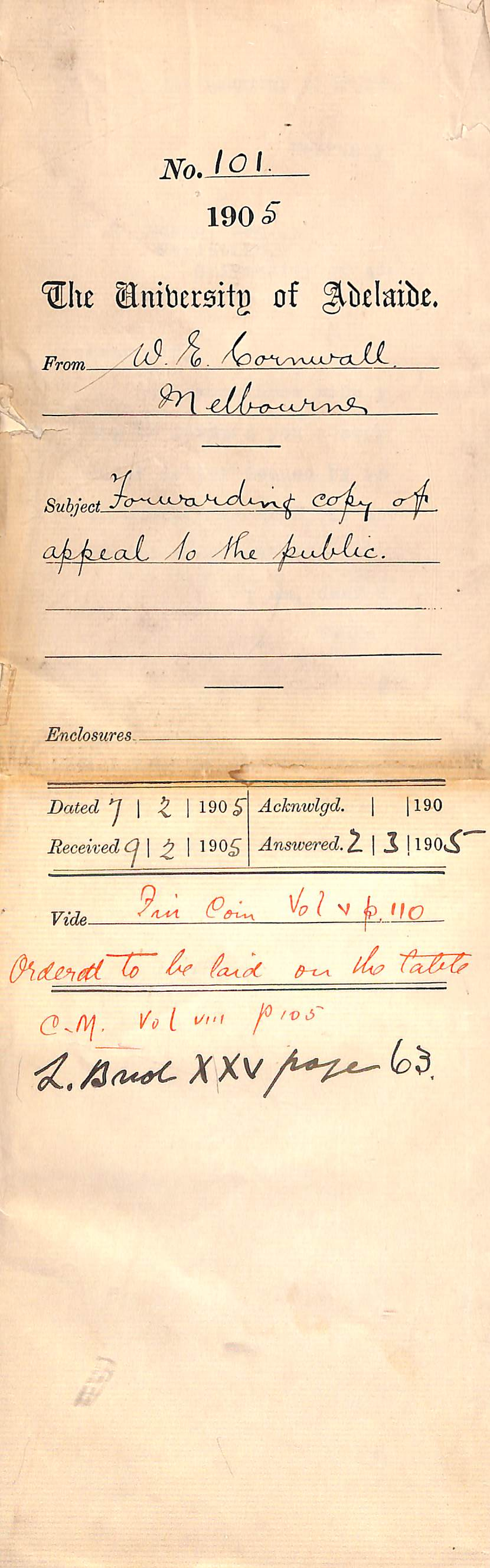 Forwarding copy of appeal to the public