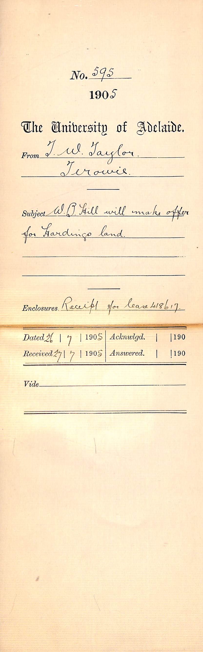 W B Hill will make offer for Hardings Land