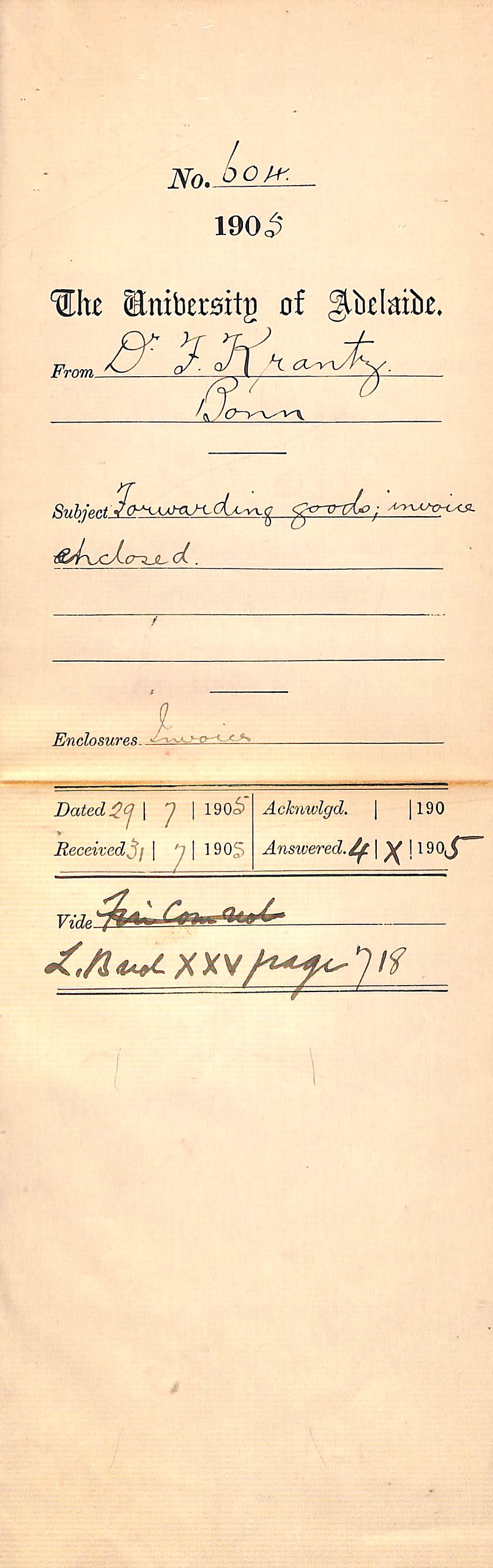 Forwarding goods Invoice enclosed