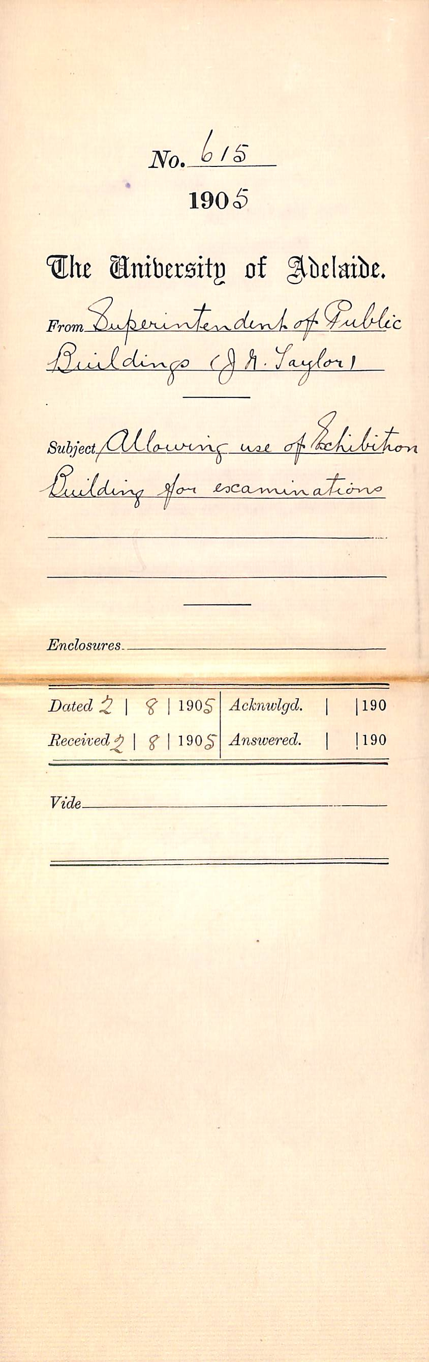 Allowing use of Exhibition Building for Examinations