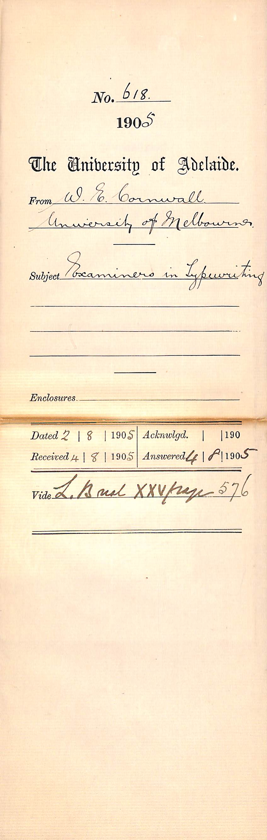 Examiners in Typewriting