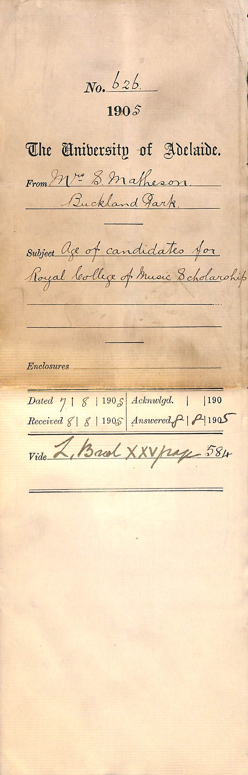 Age of candidates for Royal College of Music Scholarship