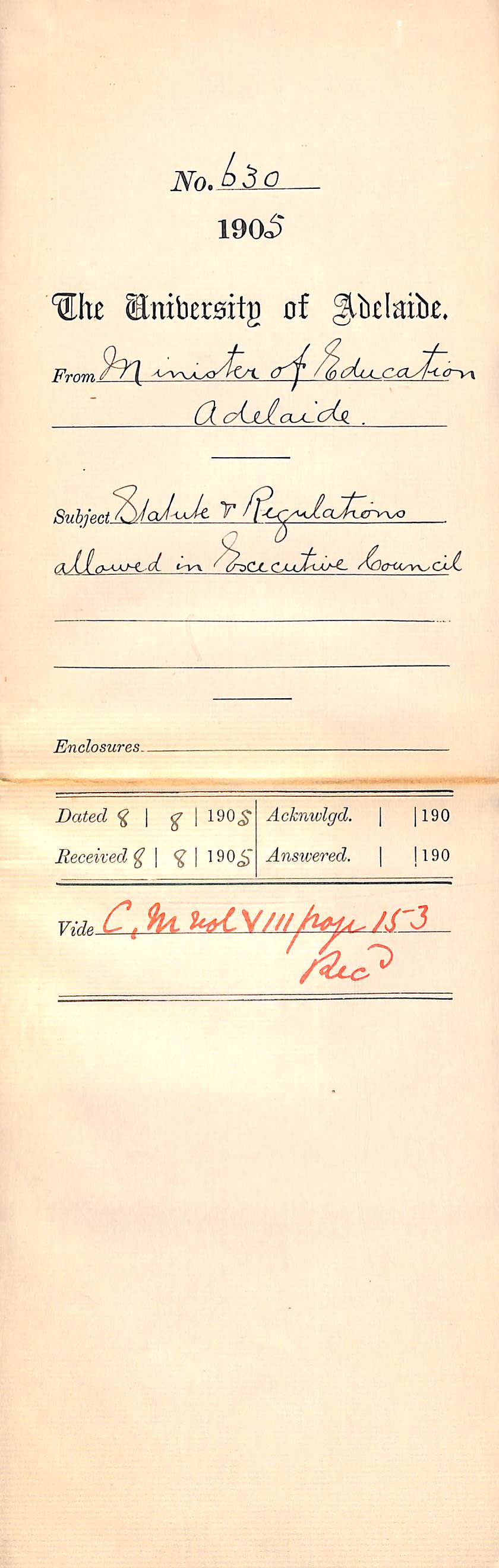 Statute and Regulations allowed in Executive Council