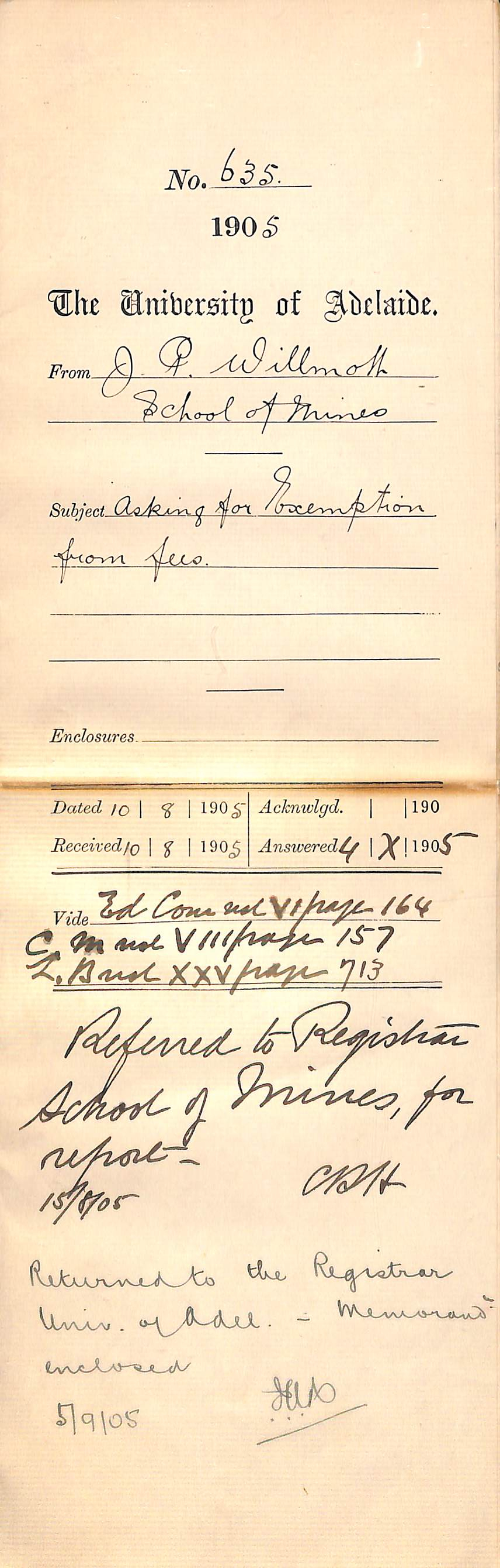 Asking for Exemption from fees