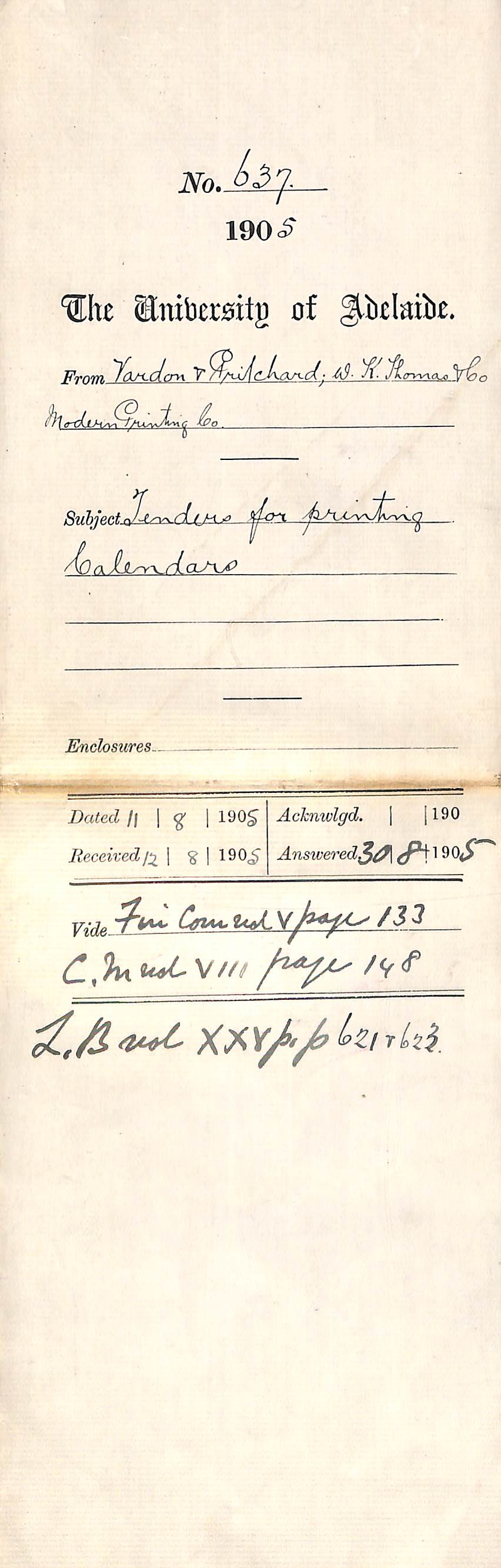 Tenders for printing Calendars