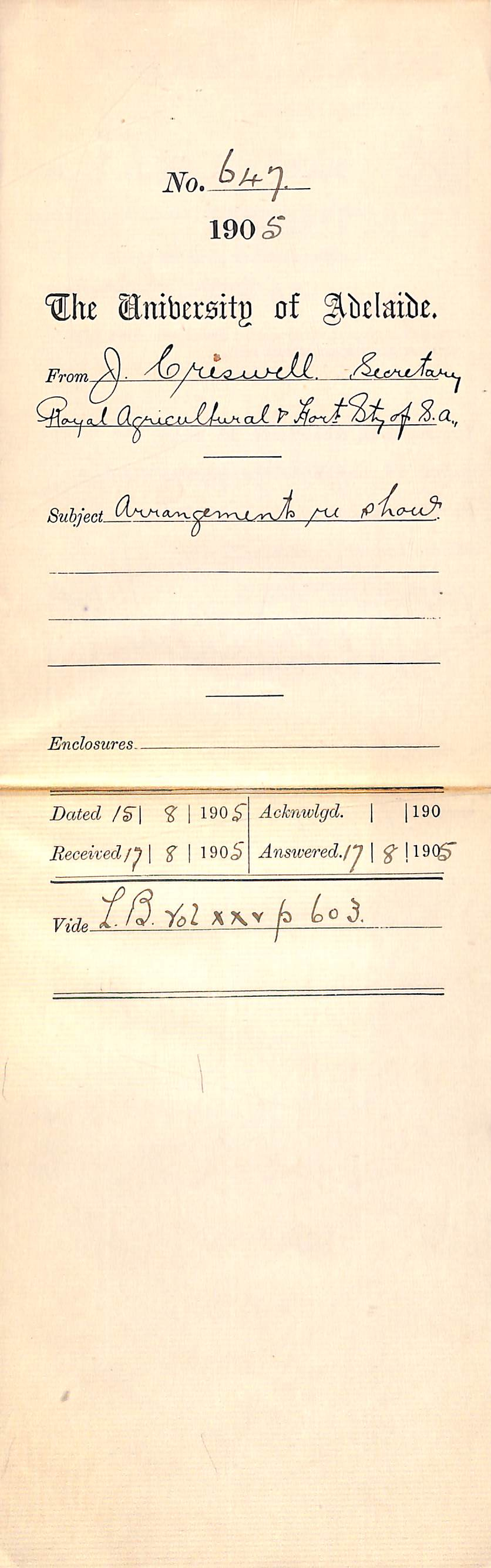 Arrangements re show