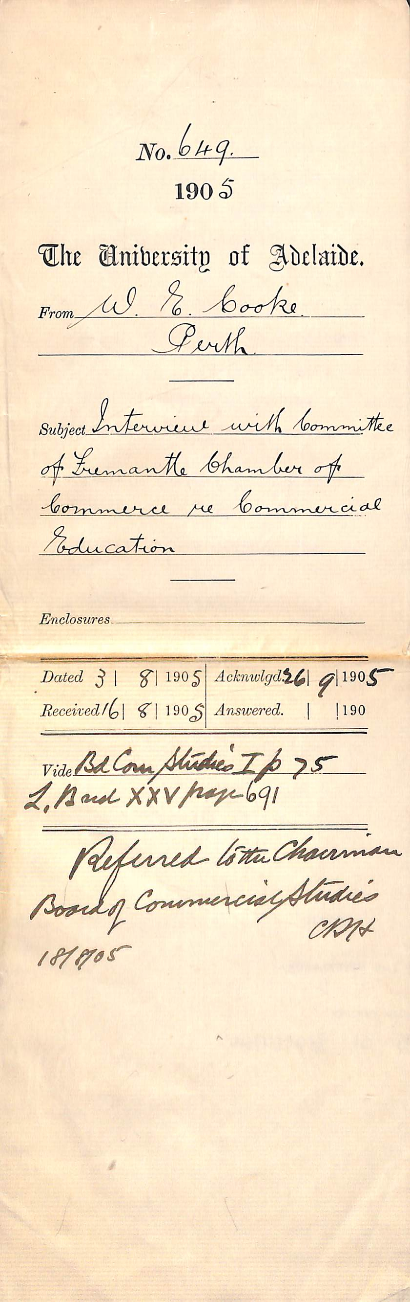 Interview with Committee of Fremantle Chamber of Commerce re Commercial Education