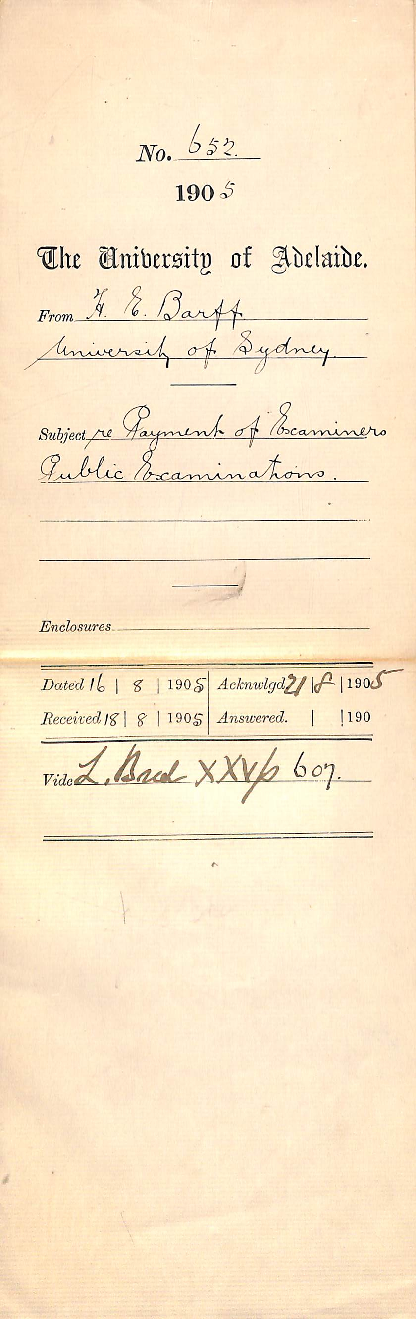 Payment of Examiners Public Examinations