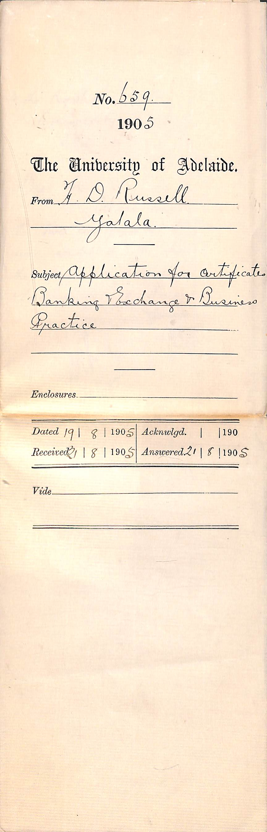 Application for Certificates Banking and Exchange and Business Practice