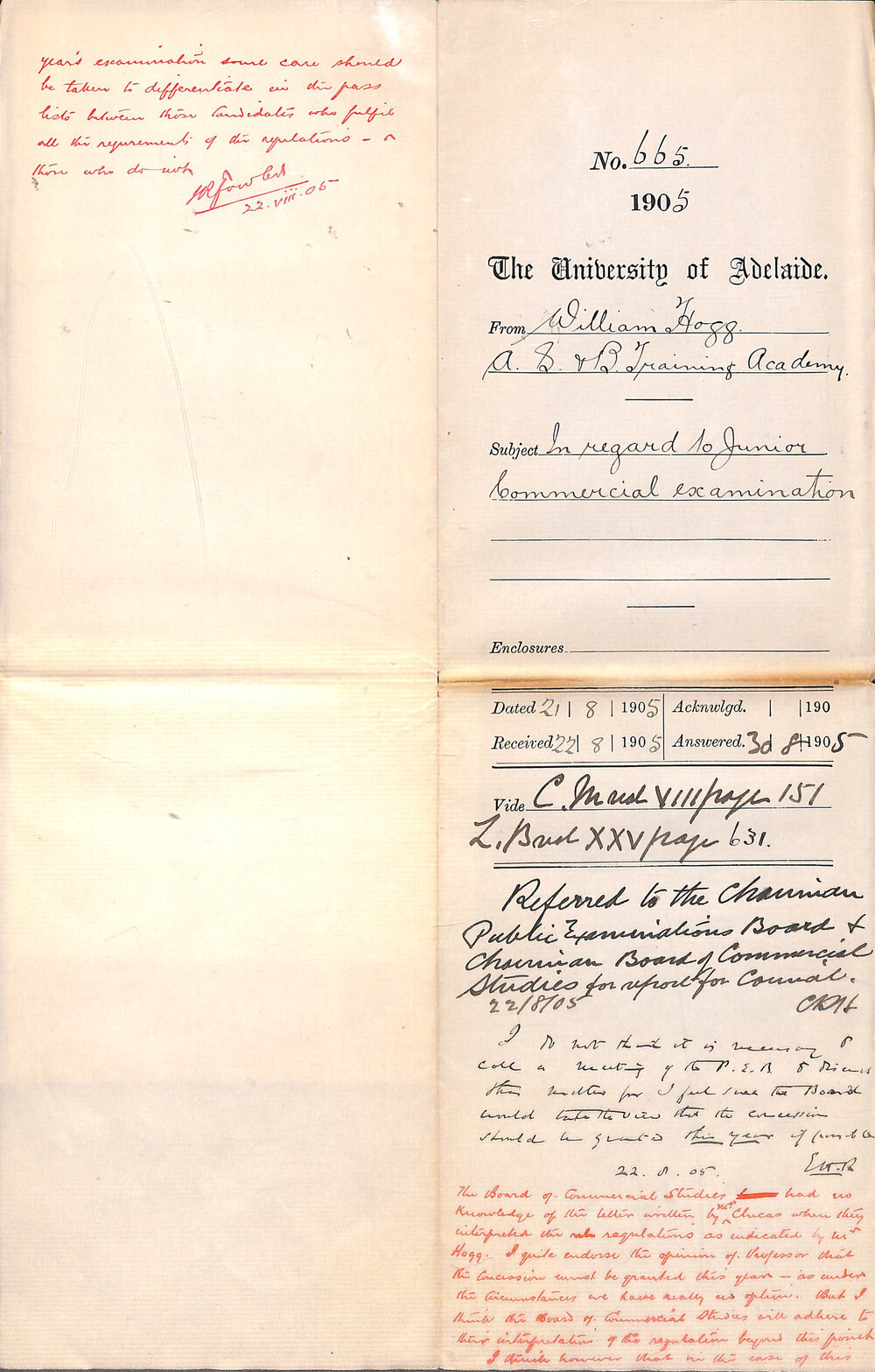 In regard to Junior Commercial examination