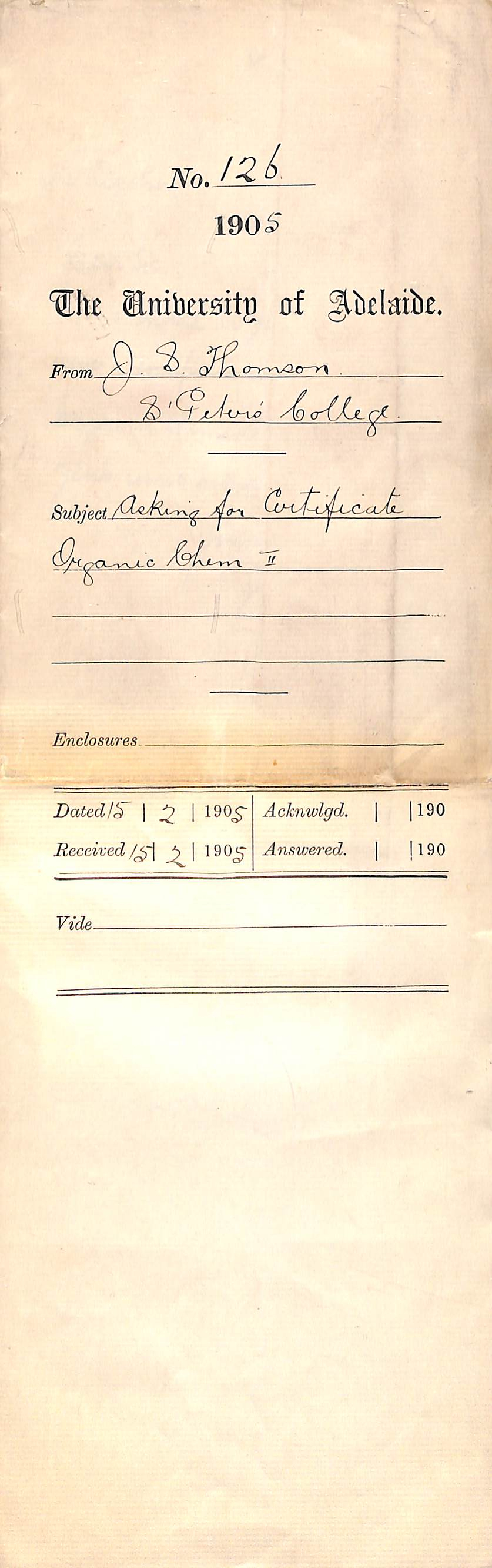 Asking for Certificate - Organic Chemistry II