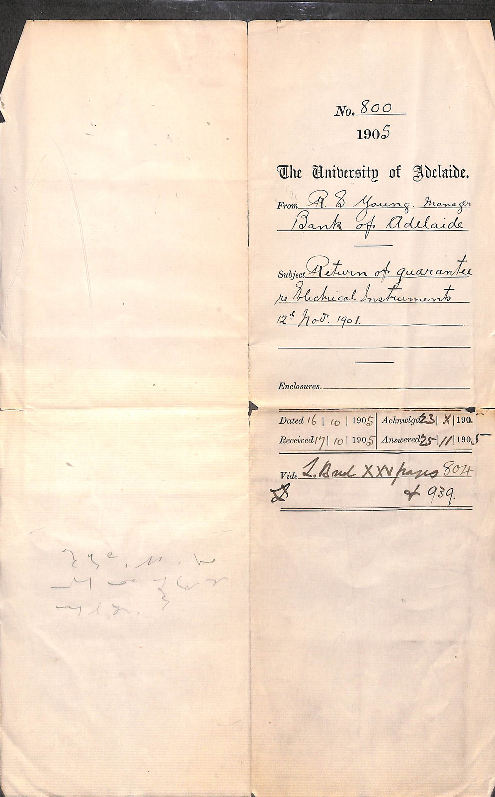 Return of guarantee about electrical instruments