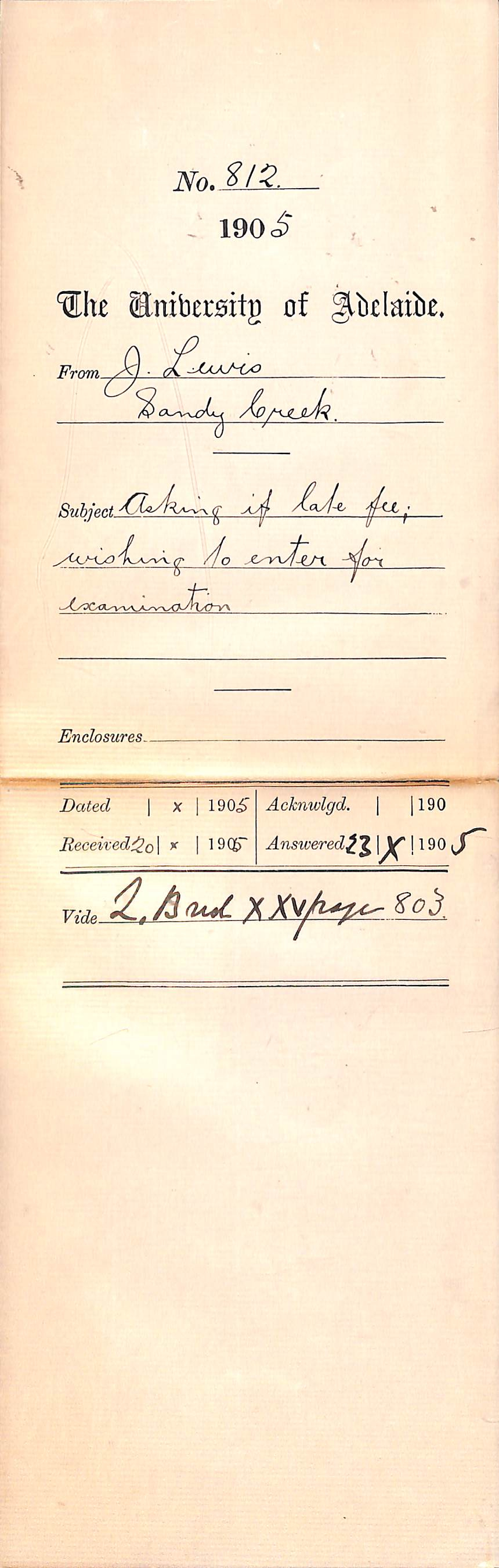 Asking about late fee and entering for examination