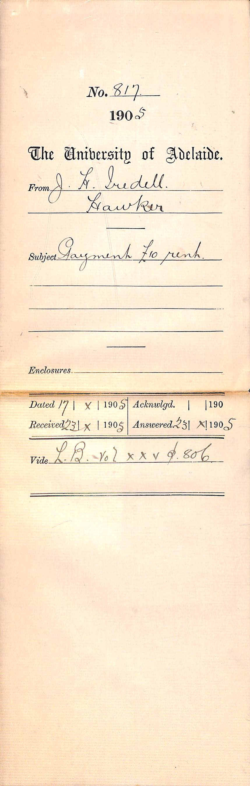 Payment of &pound;10 rent