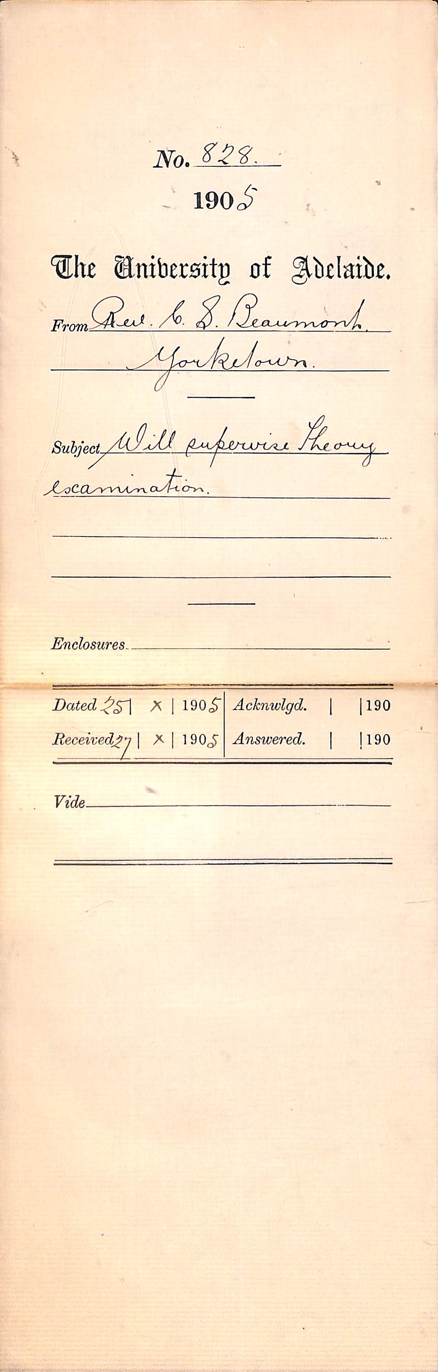 Regarding supervision of theory examination