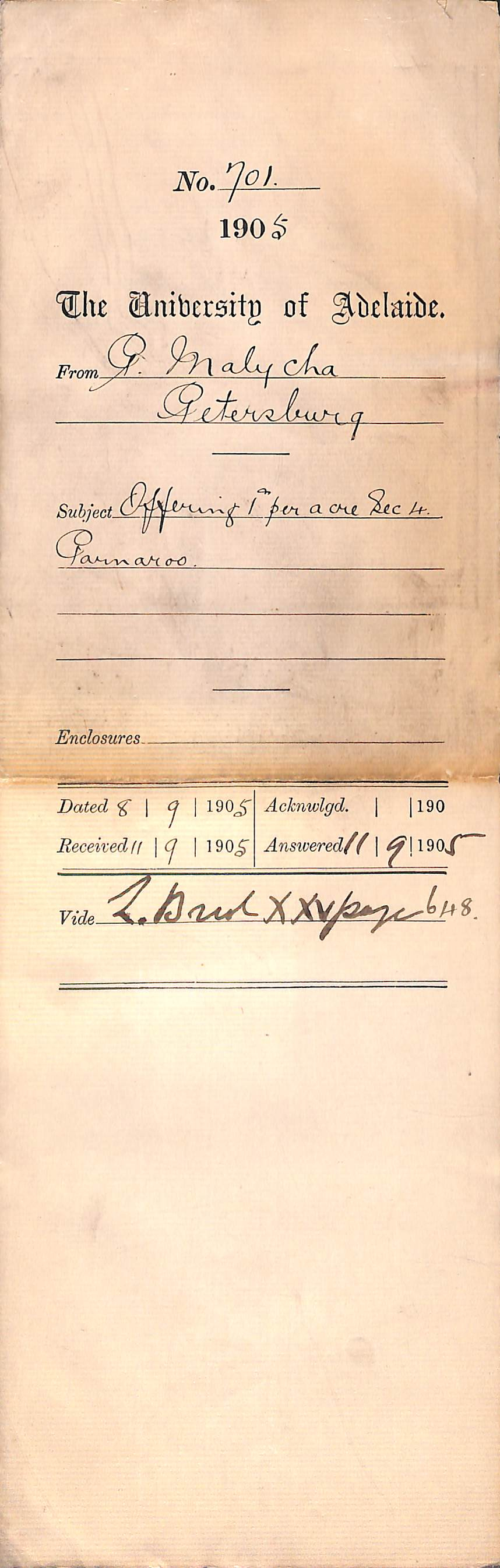 Offering 1d per acre Section 4 Parnaroo