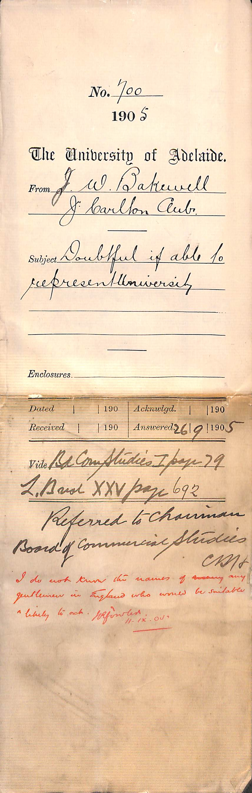 Doubtful if able to represent University