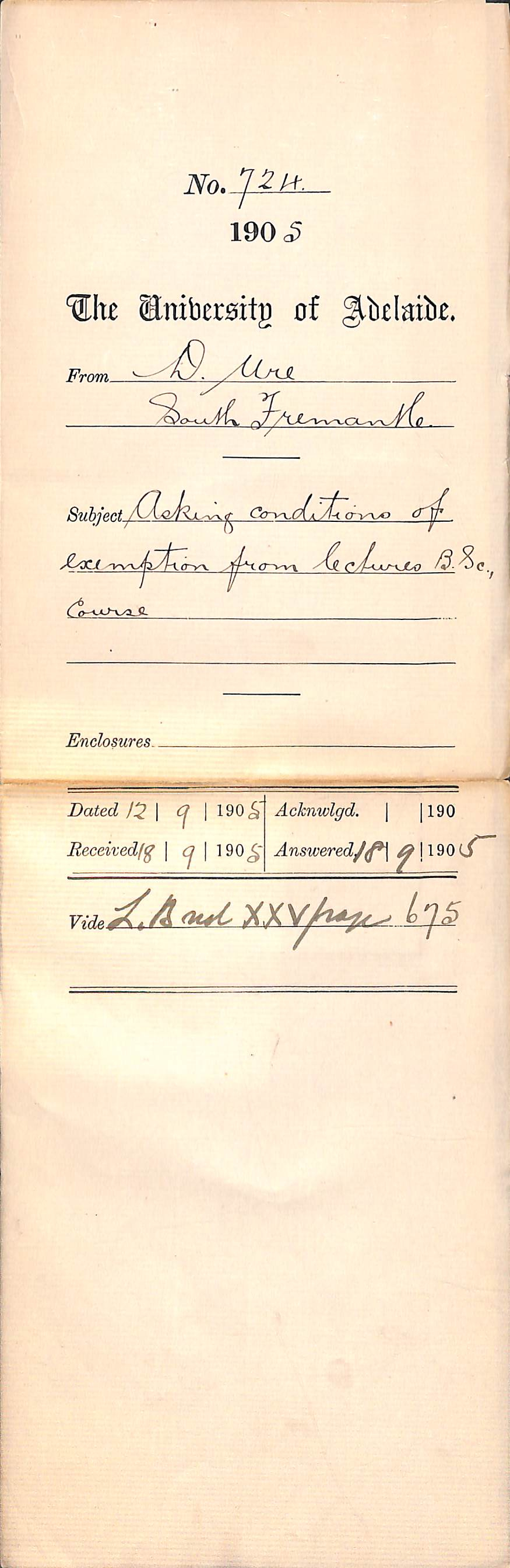 Asking conditions of Exemption from lectures BSc Course