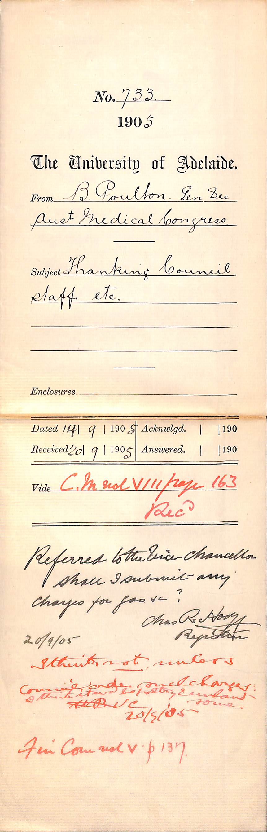 Thanking Council staff