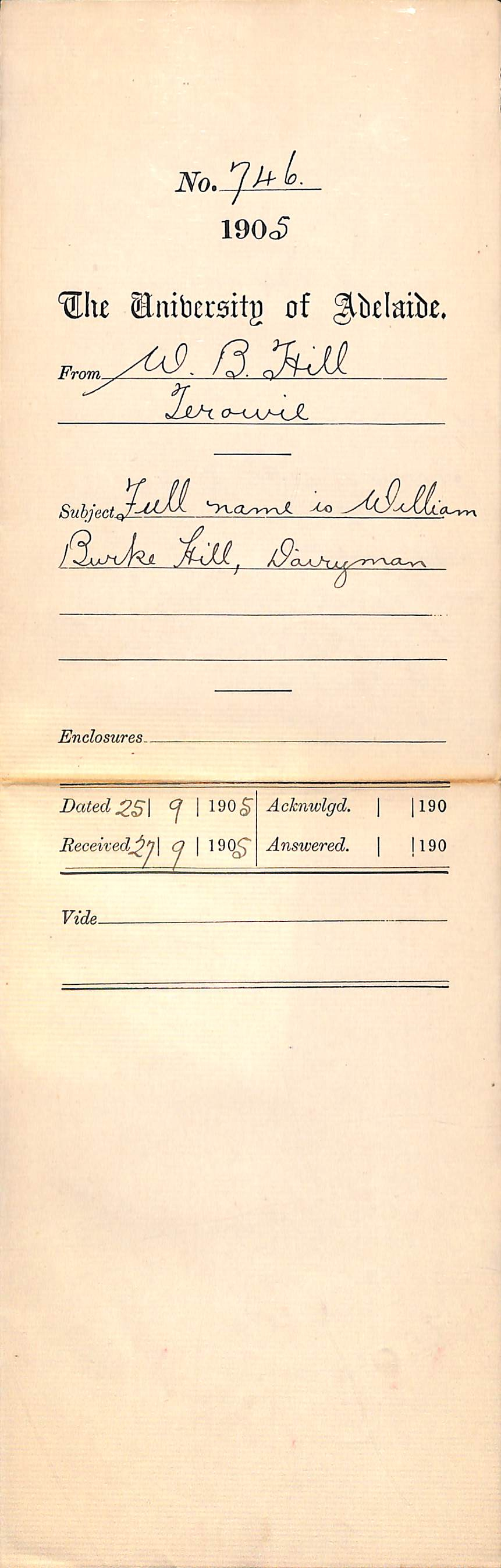 Full name is William Burke Hill - Dairyman