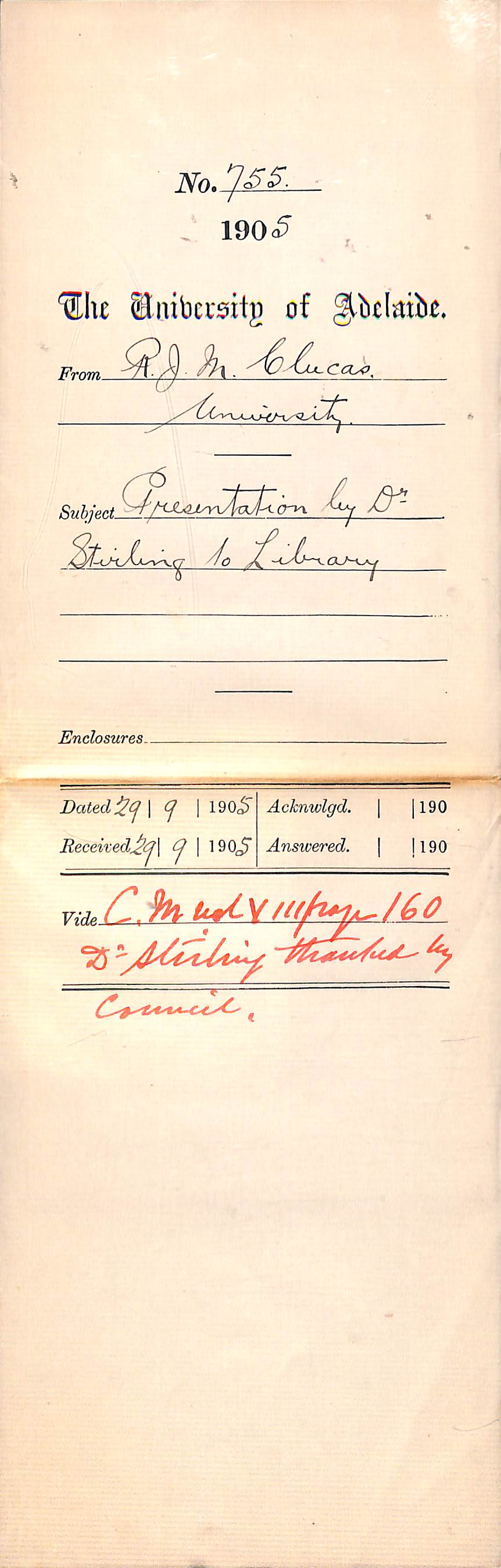 Presentation by Dr Stirling to library